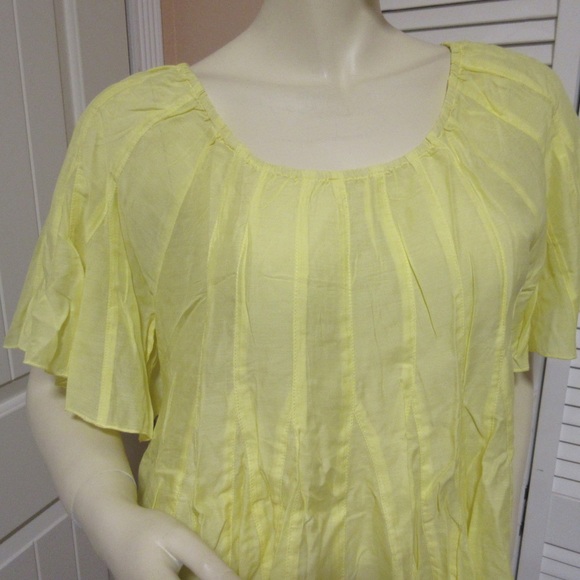 New Y2K Boundary & Co Sheer Top Silk Bamboo Yellow Boho Fairy Fairycore Feminine - Picture 2 of 8